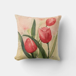 Almohada decorativa de tulipán rosa 16" x 16"