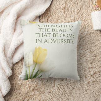 Almohada decorativa de tulipanes blancos y amarill