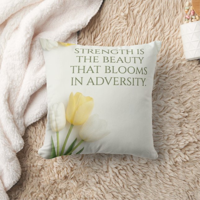 Almohada decorativa de tulipanes blancos y amarill (Manta)