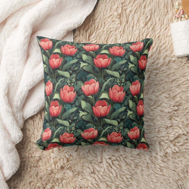 Almohada decorativa de tulipanes para decoración d (Manta)
