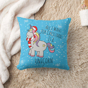 Almohada decorativa de unicornio de Navidad