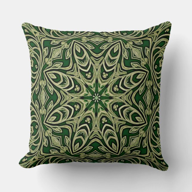 Almohada Decorativa de Verde Dorado (Anverso)