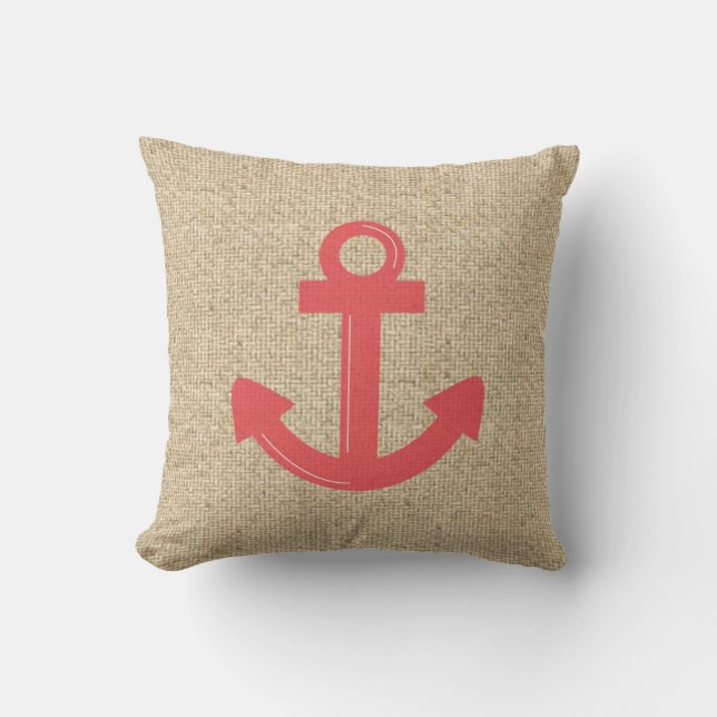 almohada decorativa del anclaje del barco rojo Bur (Anverso)