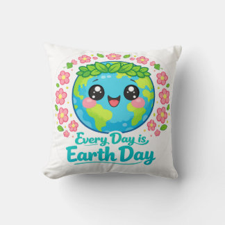 Almohada decorativa del Día de la Tierra adorable