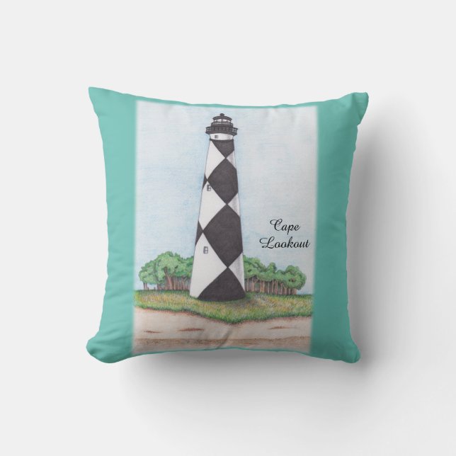 Almohada decorativa del faro Cape Lookout (Anverso)