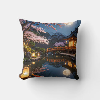 Almohada decorativa del jardín japonés iluminado p