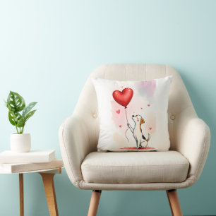 Almohada decorativa Día de San Valentín Perro Cora