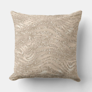 Almohada decorativa diseñadora Taupe Sparkle