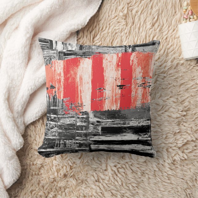 Almohada Decorativa – Diseño Abstracto Pulso Rojo (Manta)
