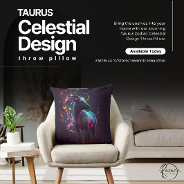 Almohada Decorativa Diseño Celestial Tauro Zodiaco