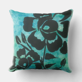 Almohada Decorativa Diseño de Silueta Azul y Negro