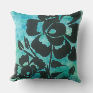 Almohada Decorativa Diseño de Silueta Azul y Negro