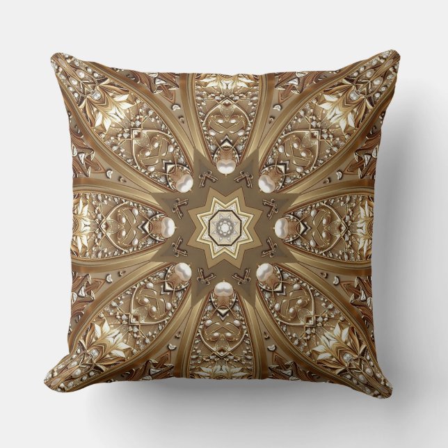 Almohada decorativa dorada ornamentada (Anverso)