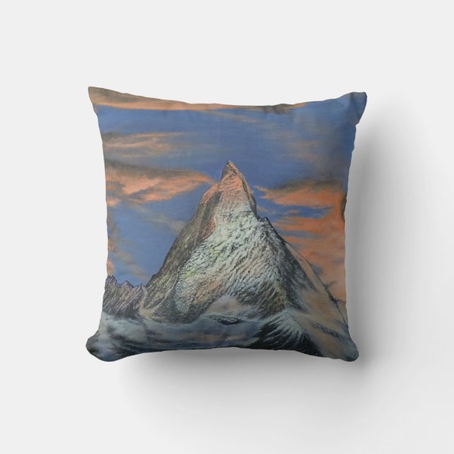 Almohada Decorativa - "El Matterhorn al Atardecer" (Anverso)