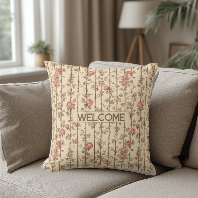 Almohada Decorativa Enrejado de Rosas Trepadoras W (William Morris Rose Climbing Trellis Decorative Throw Pillow)