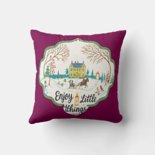 Almohada Decorativa Escena Invernal Acogedora Disf