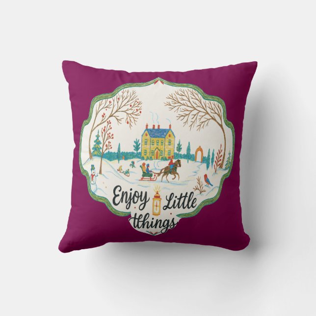 Almohada Decorativa Escena Invernal Acogedora Disf (Reverso)