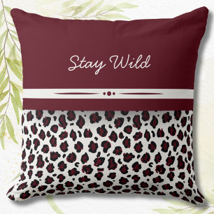 Almohada Decorativa Estampado Leopardo Burgundy y 