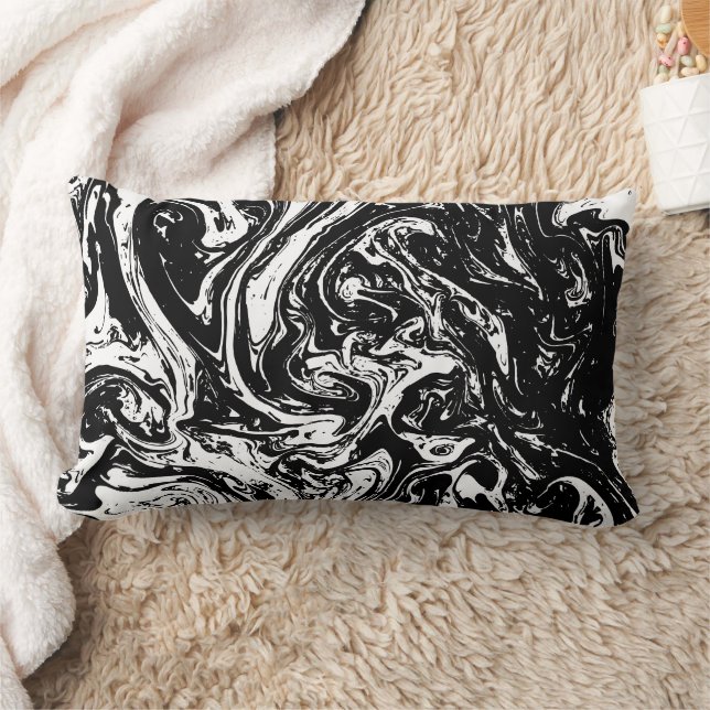 Almohada decorativa estilo mármol negro y blanco (Manta)