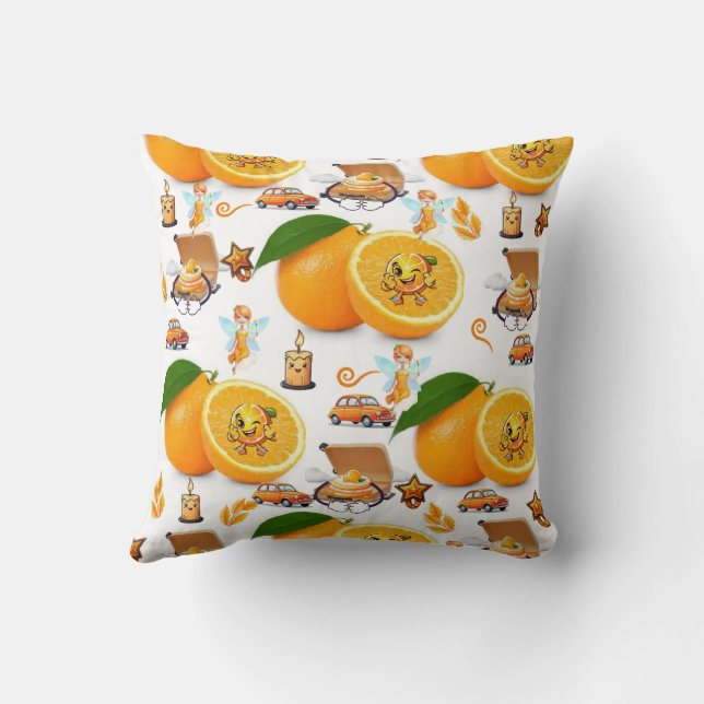 Almohada Decorativa, Feliz Cumpleaños Naranja Past (Reverso)
