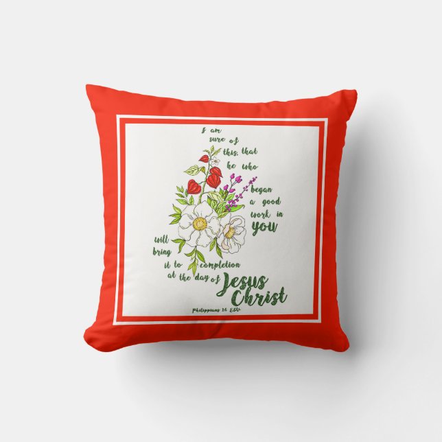 Almohada decorativa Filipenses 1:6 (Anverso)