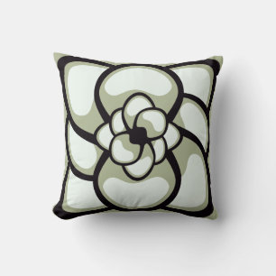 Almohada Decorativa, Flor Abstracta 3, Negro Oliva
