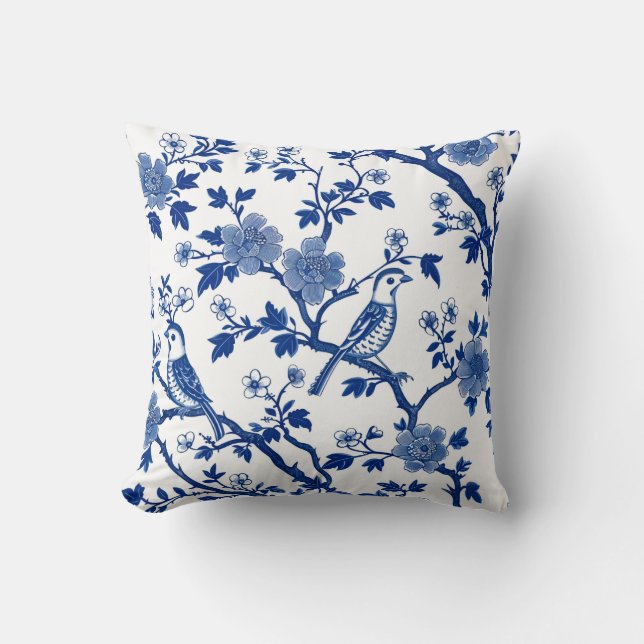 almohada decorativa floral azul (Anverso)