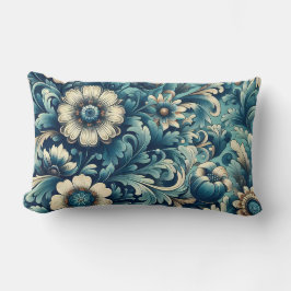Almohada decorativa floral azul lumbar