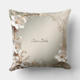 Almohada decorativa floral blanca ornamentada