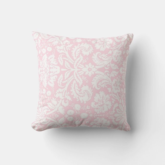 Almohada decorativa floral blanca rosada (Anverso)
