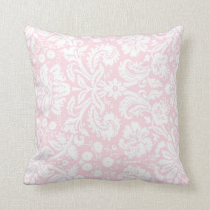 Almohada decorativa floral blanca rosada