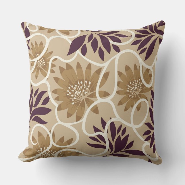 Almohada decorativa floral botánica boho, beige ne (Anverso)