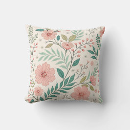 Almohada decorativa floral botánica de pasteles su