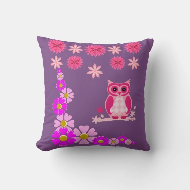 almohada decorativa floral búho (Anverso)