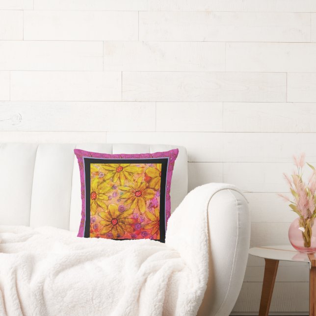 Almohada Decorativa - Floral con Centros Rojos (Sofá)