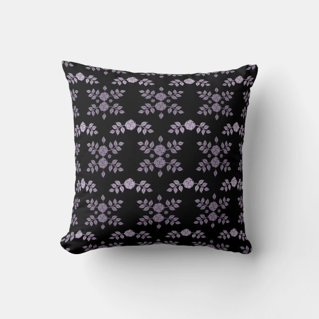 Almohada decorativa floral con rosas de lavanda so (Anverso)