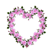 Almohada Decorativa Floral Corazón de Rosa Rosa