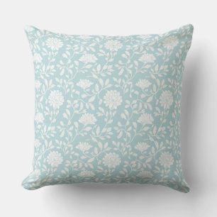 Almohada Decorativa Floral Country Aqua Azul