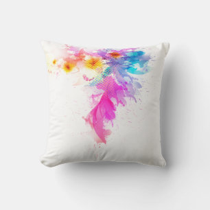 Almohada decorativa floral de acuarela