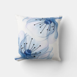 Almohada decorativa floral de acuarela azul para p