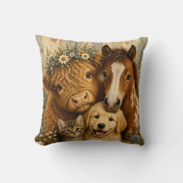 Almohada decorativa floral de animales de granja l
