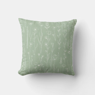 Almohada decorativa floral de arte de línea de flo
