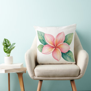 Almohada decorativa floral de flor de plumeria ros