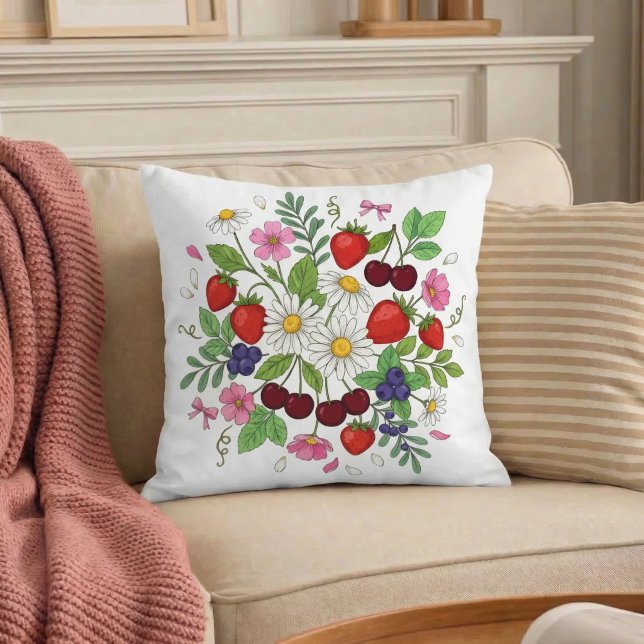Almohada Decorativa Floral de Frutas Mixtas (Subido por el creador)
