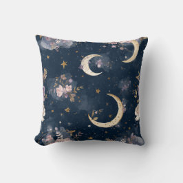 Almohada decorativa floral de luna y estrellas