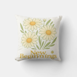 Almohada Decorativa Floral de Margarita de Nuevos
