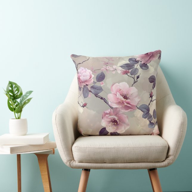 Almohada decorativa floral de primavera sobre neut (Silla)