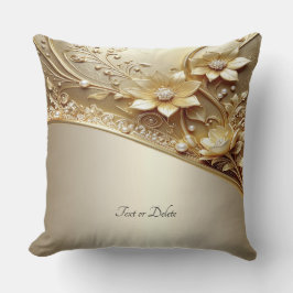 Almohada Decorativa Floral Dorada Ornata Moderna