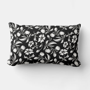 Almohada decorativa floral en negro y blanco