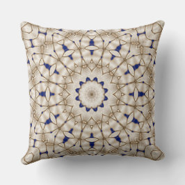 Almohada decorativa floral geométrica dorada azul